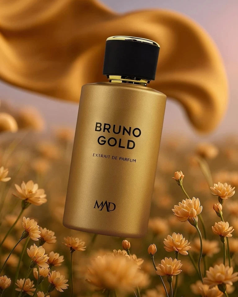 Mad Perfume Bruno Gold – A Luxurious Fusion of Fruitiness and Elegance Unisex